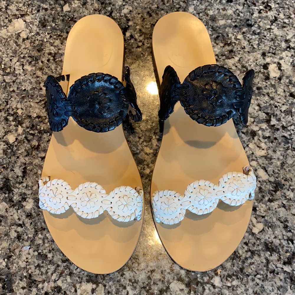 Women’s Black and White Jack Rogers Lauren Sandal